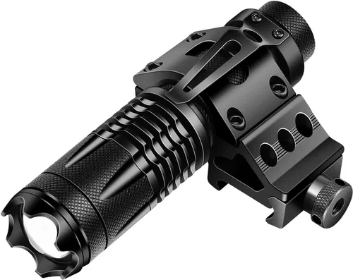 Vista 6 de Linterna táctica ajustable de 350 yardas, 1200 lúmenes, luz LED con montaje desviado para caza al aire libre