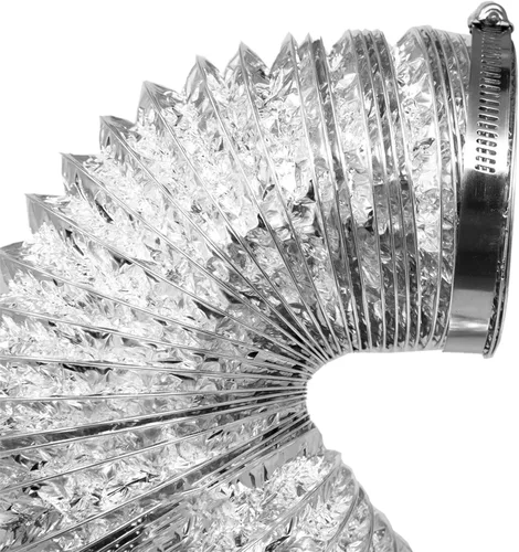 Vista 6 de Conducto de transición de aluminio flexible para secadora de ropa con 2 abrazaderas de tornillo sinfín.