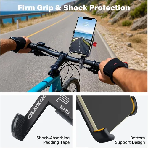 Vista 6 de Ralos Soporte de teléfono para bicicleta, soporte de aluminio para teléfono celular, abrazadera de teléfono celular para manillar de bicicleta