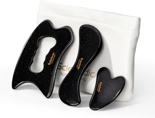 Vista 35 de Scienlodic Gua Sha - Herramienta de masaje con mango (resina), herramienta de raspado Guasha más grande para masaje de espalda, cuello, cara