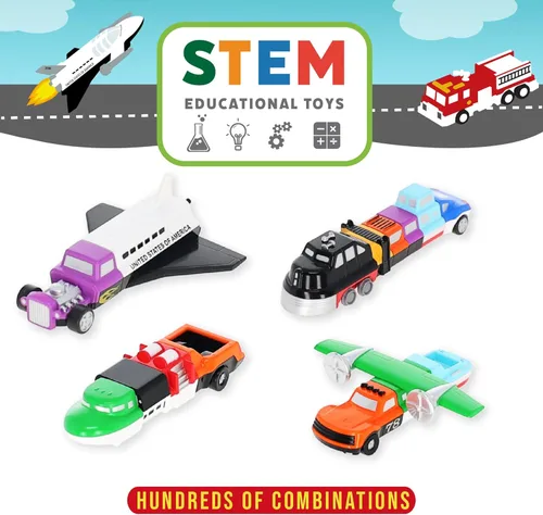 Vista 4 de Vehículos magnéticos Popular Playthings para niños pequeños de 1 a 3 años, mini autos para combinar o emparejar, conjunto de 9 juguetes para regalar
