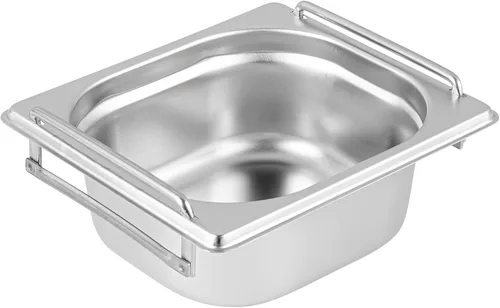 Vista 2 de Restaurantware Met Lux - Bandeja de mesa de vapor de 7 x 6.4 x 2.5 pulgadas, 1 sexto sartén de hotel, bandeja de acero inoxidable plateado profundo
