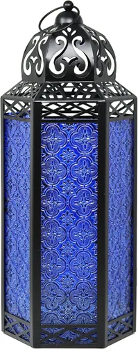 Vista 101 de VELA LANTERNS Farol portavelas decorativo, marroquí, gótico, morado, de 10.5 pulgadas, para mesa o colgar, decoración de Ramadán, decoración