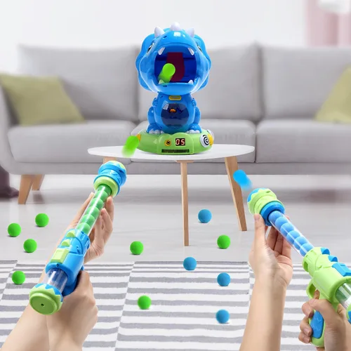 Vista 8 de EagleStone Juguetes de disparo de dinosaurios movibles de acción triceratops, juegos de disparos para niños con registro de puntuación LCD y LED