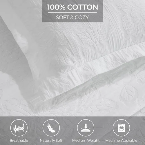 Vista 141 de Superior Fleur De Lis - Juego de colcha de algodón de 2 piezas, decoración de cama para el hogar, colcha decorativa con textura, 1 funda