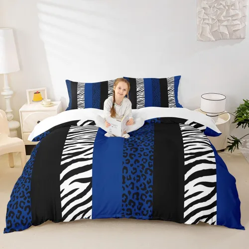 Vista 12 de Juego de funda de edredón para niños con estampado de leopardo, tamaño individual, juego de ropa de cama de moda de piel de guepardo abstracto