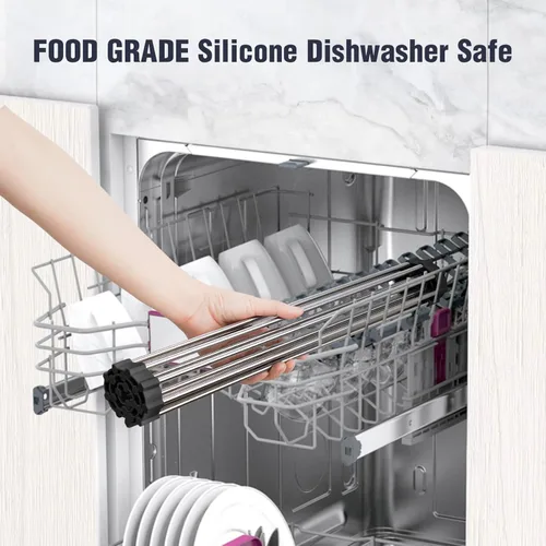 Vista 6 de Tomorotec Escurridor de platos enrollable de 17.7 x 12.5 pulgadas para colocar sobre el fregadero, para fregadero de cocina, accesorios multiusos