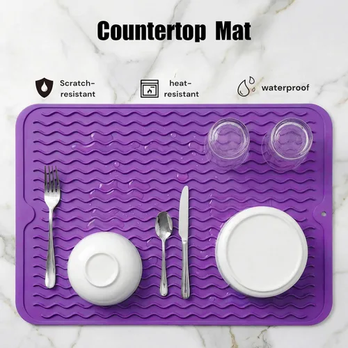 Vista 853 de MicoYang Alfombrilla de Silicona para Secar Platos de Múltiples Usos, Fácil de Limpiar, Ecológica, Alfombrilla de Silicona Resistente al Calor