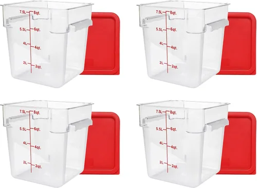 Vista 13 de Tiger Chef Envases cuadrados transparentes del policarbonato del almacenamiento de alimentos de la calidad comercial de 2 cuartos con las tapas