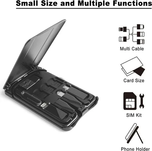 Vista 2 de Caja para tarjetas de cable, adaptadores de cable de carga universales, puerto compacto USB-C/A/Micro/Lightning, compacta con la mayoría