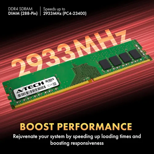 Vista 3 de A-Tech 4GB DDR4 2933MHz PC4-23400 (PC4-2933Y) CL21 UDIMM 1.2V Non-ECC DIMM 288-Pin Módulo de actualización de memoria RAM para computadora