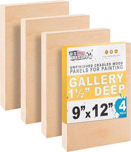 Vista 14 de U.S. Art Supply Paneles de madera acunados sin terminar de 5 x 7 pulgadas para pintar, galería de 1-1/2 pulgadas de profundidad