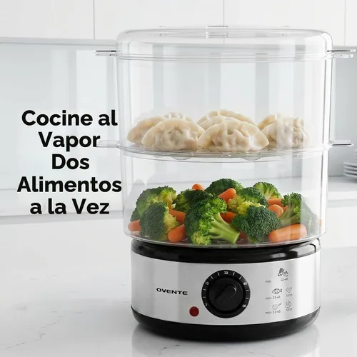 Vista 8 de OVENTE - Vaporizador eléctrico de 2 niveles, acero inoxidable de 5 cuartos