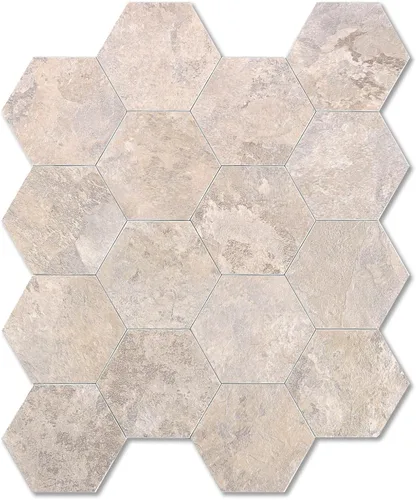Vista 10 de Yipscazo 1 hoja de azulejos hexagonales para despegar y pegar, azulejos de mármol sintético de lujo autoadhesivos, azulejos de pared blanco puro