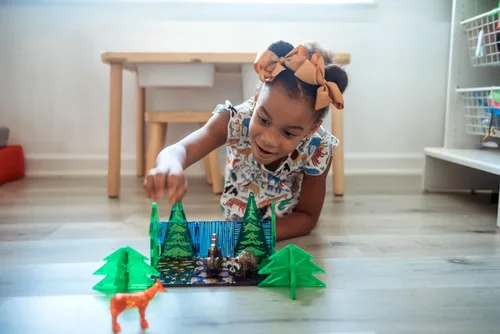 Vista 4 de MAGNA-TILES Animales del bosque - Juego de construcción magnética de 25 piezas, la marca original de construcción magnética