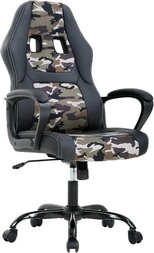 Vista 9 de Silla de oficina ergonómica para juegos, respaldo alto, silla de escritorio para computadora con soporte lumbar, silla ajustable de piel sintética