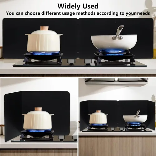 Vista 7 de 2 protectores contra salpicaduras de grasa de 2 caras, plegables, de acero inoxidable, protector contra salpicaduras de aceite para salpicaduras