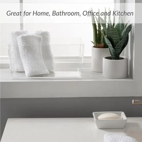 Vista 4 de Simplify Bolsa de almacenamiento multiusos mediana Contenedor de plástico con asas Baño Oficina Cocina Organización Accesorios