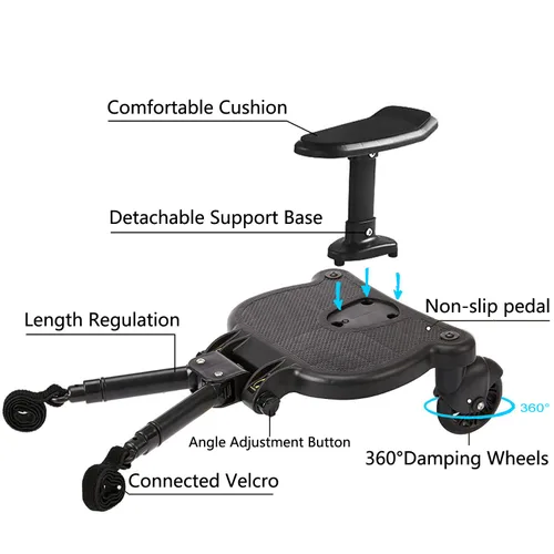 Vista 4 de Tabla universal para cochecito con asiento desmontable, apto para la mayoría de marcas de cochecitos, tabla de pie para cochecito, soporta niños