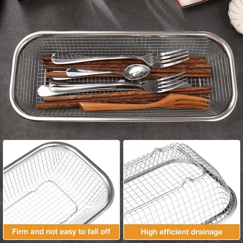 Vista 4 de DOITOOL Estante de secado de utensilios de acero inoxidable, multiusos, para encimera de cocina, cesta de cubiertos apta para lavavajillas