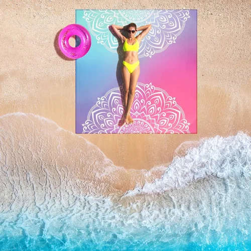 Vista 6 de HIHOHO Manta de Playa, Manta de Playa a Prueba de Arena, Impermeable de Secado Rápido Ligera Manta de Picnic Azteca para Exteriores 79" X