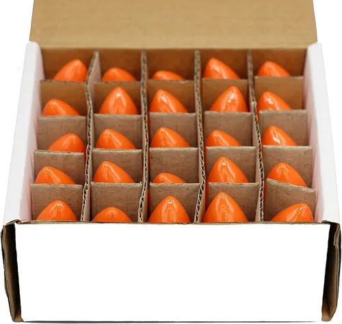 Vista 2 de Creative Hobbies® Caja de 25 bombillas, naranja opaco de cerámica, combustión constante, incandescente de 7 W, base de candelabro C7, ideal
