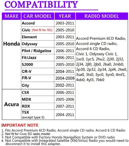 Vista 7 de Cable AUX, Adaptador de Entrada USB AUX de Audio para Automóvil Estéreo Cambiador de CD Compatible con Honda Accord 2003-2011/City 2002-2011/CRV