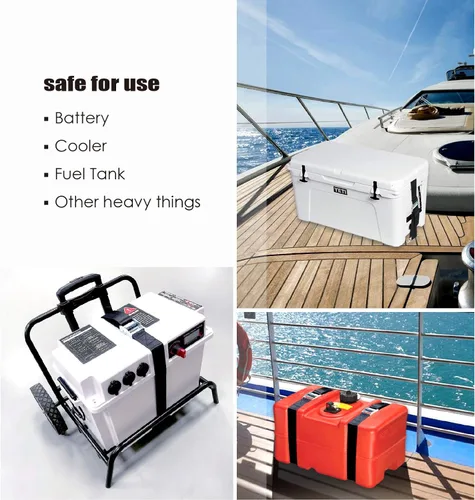 Vista 6 de Kit de correa de sujeción para caja de batería, correa de amarre negra anti-UV de 59 x 1.49 pulgadas, con soportes de hebilla de leva y tornillos