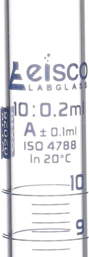 Vista 2 de Cilindro graduado, 0.3 fl oz - Tolerancia Clase A ±0.0.3 fl oz - Base hexagonal - Graduaciones azules - Vidrio de borosilicato 3.3 - Eisco Labs