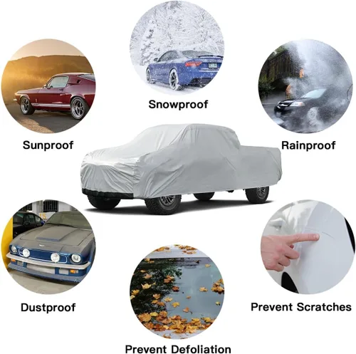 Vista 6 de Kayme - Cubierta impermeable resistente de 6 capas para camioneta, apta para todo clima, protección para exteriores contra lluvia y rayos UV, ajuste