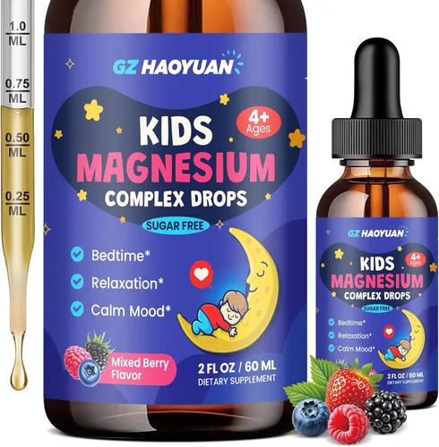 Líquido de glicinato de magnesio para niños, suplemento de citrato de magnesio con L-teanina, manzanilla y vitamina B6, para dormir, relajación,