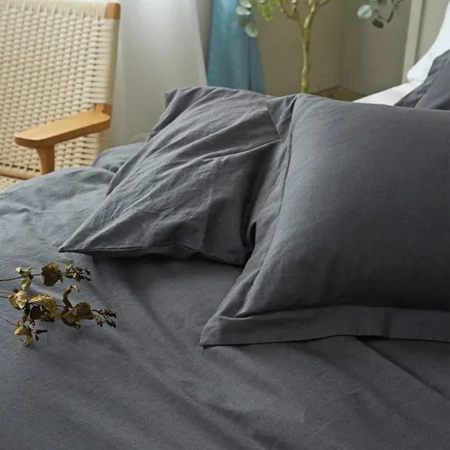 Vista 61 de Simple&Opulence Juego de funda de edredón de lino francés de 88 x 92 pulgadas, 5 piezas (1 funda de edredón, 4 fundas de almohada), mezcla de lino