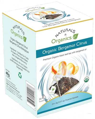 Naturals-n-Organics Té orgánico de bergamota cítrica Earl Grey con aceite de bergamota italiano natural para autofagia y desintoxicación, 24 bolsas