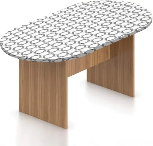 Vista 17 de Mantel ovalado ajustable para mesa de patio, mantel geométrico de poliéster elástico, diseño moderno y monocromático, se adapta a mesas ovaladas