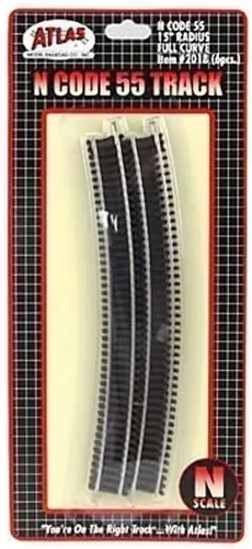 Vista 2 de N Code 55 Níquel Plata 15" Radius Sección Completa Track (6) Atlas Trains