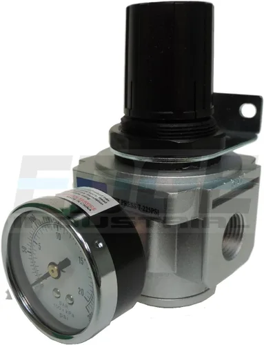 Regulador de presión de aire en línea de servicio pesado para compresor de aire, ajustable de 7 a 215 PSI, alta tasa de flujo, incluye soporte de