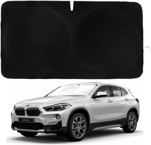 Parasol para parabrisas BMW X2 (2018-2023), certificado 99.87% UVB y 99% de protección solar UVA. Cubierta opaca de doble capa galardonada, parasol de Kinder Fluff