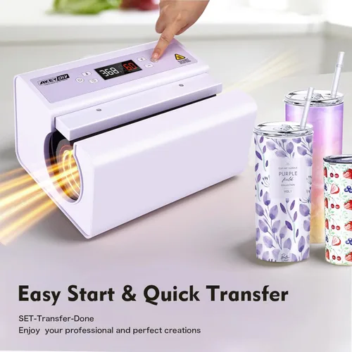 Vista 7 de AKEYDIY Máquina de Prensa Térmica Automática para Vasos 30OZ, Prensa de Tazas, Prensa y Liberación Automática, Ajuste de Temperatura y Tiempo
