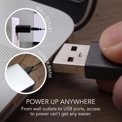 Vista 5 de Sharper Image SBS2-SI - Ventilador personal mediano con aspas suaves control táctil funcionamiento silencioso adaptador de pared de 5 V cable USB