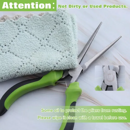 Vista 7 de SPEEDWOX Mini alicates de punta de aguja de 6 pulgadas para hacer joyas, mandíbulas suaves, alicates finos extra largos, herramienta profesional