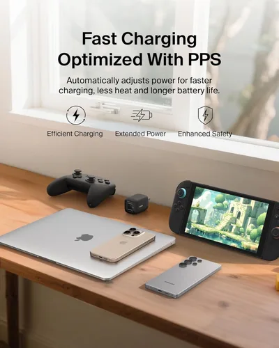 Vista 6 de Belkin Bloque de cargador USB C dual para juegos para Nintendo Switch 2 y Pro con carga rápida GaN de 65 W - Apple iPhone 17, iPad, MacBook