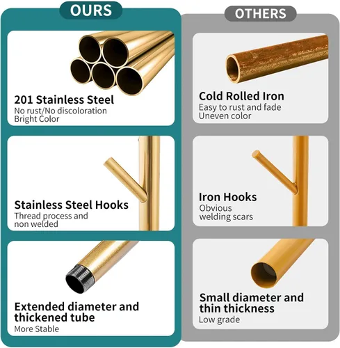 Vista 31 de Perchero con base de mármol natural, perchero moderno de metal independiente, perchero con 12 ganchos, perchero para sombreros de árbol para 12