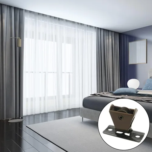 Vista 5 de 4 poleas elevadoras de bambú para persianas, persianas romanas, cortinas plisadas, etc., marrón