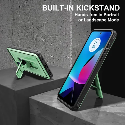 Vista 4 de Funda diseñada para Moto G Play 2023 con protector de pantalla, funda protectora militar resistente para teléfono Moto G Play 2023, soporte