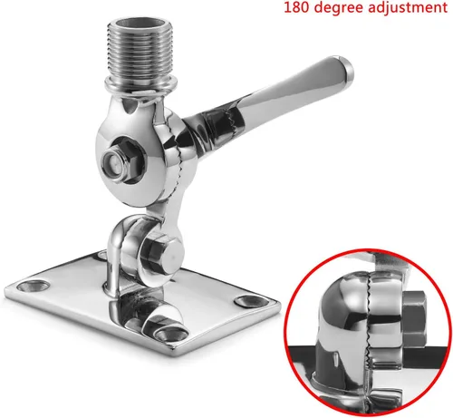 Vista 6 de ZOMCHAIN Soportes de antena VHF marinos, montaje de trinquete, montaje de base ajustable de acero inoxidable 316 para barco