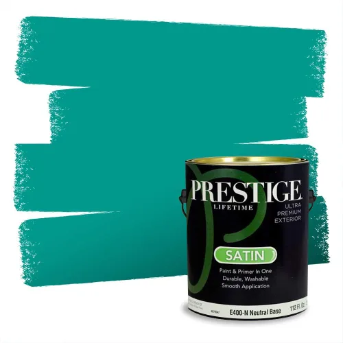 Vista 120 de Prestige Paints - Pintura exterior e imprimación en uno, 1 galón, plano, compatibilidad comparable con el color menta «Whipped Mint» de Behr