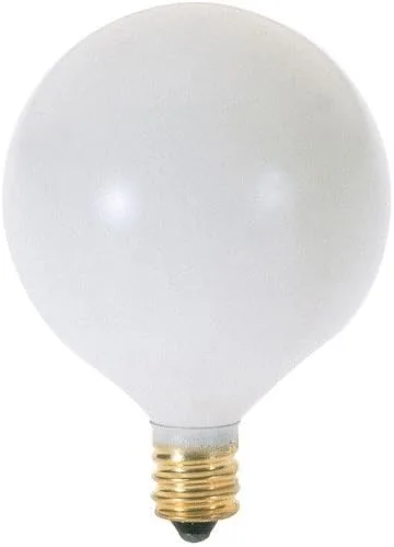 Vista 3 de KOR (Paquete de 10) bombillas decorativas G16.5 (E12) con forma de globo de base de candelabro, acabado blanco, incandescente 120V G16 12 (25)
