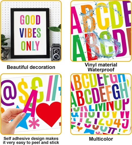 Vista 5 de Bemeol 500 piezas de 30 hojas de calcomanías grandes de letras del alfabeto de 2.5 pulgadas, letras autoadhesivas para tablón de anuncios, buzón