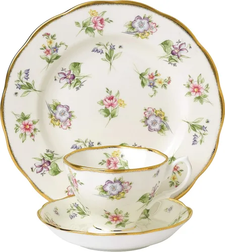 Vista 17 de Royal Albert 100 años 1990 - Juego de 3 piezas (taza de té, platillo y plato de 8")