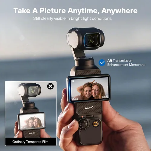 Vista 7 de Tomat Protector de pantalla AR para DJI Pocket 3 accesorios con kit de instalación de alineación automática, película protectora de pantalla